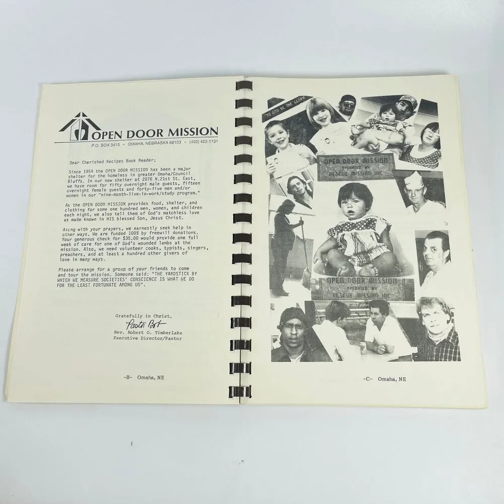 Cherished Recipes Open Door Mission Omaha Nebraska Vintage Cookbook